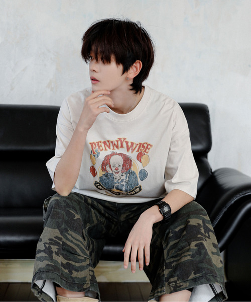 neos（ネオス）の「【neos】PENNY WISE ペニーワイズ ルーズシルエット ビンテージライク ユーズド風 プリント Tシャツ（Tシャツ/カットソー・メンズ・ホワイト系1/ホワイト系2/グレー系2/グレー系1・X-LARGE/LARGE/MEDIUM）」の14枚目の写真