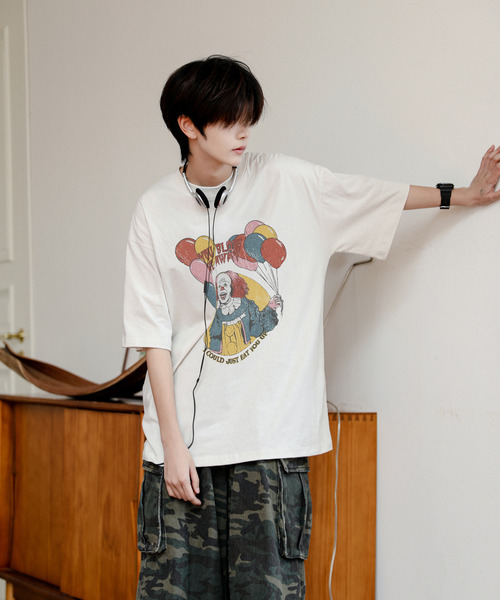 neos(ネオス)の「【neos】PENNY WISE ペニーワイズ ルーズシルエット ビンテージライク ユーズド風 プリント Tシャツ メンズ レディース ユニセックス(Tシャツ/カットソー・メンズ・ホワイト系1/ホワイト系2/グレー系2/グレー系1・X-LARGE/LARGE/MEDIUM)」の7枚目の写真