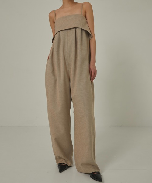 サロペット・オーバーオール・オールインワン louren back tie over jumpsuit / black セール】《ZOZOTOWN限定》【Louren/ローレン】back tie