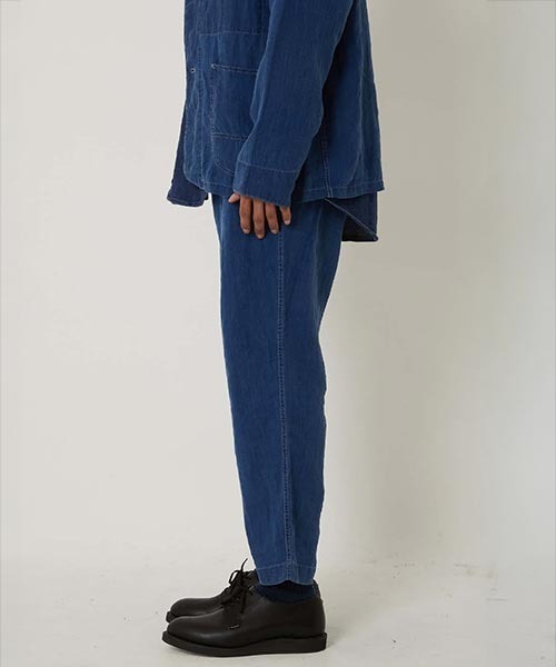 BLUE BLUE（ブルーブルー）の「インディゴ ハイカウントリネンキャンバス ウォーンアウト トラウザーズ（その他パンツ・メンズ・インディゴブルー・SMALL/MEDIUM/LARGE/X-LARGE）」の5枚目の写真