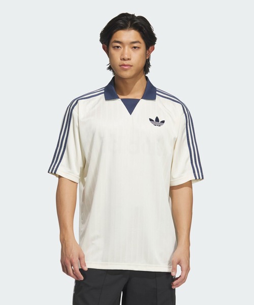 adidas（アディダス）の「襟付きゴーリートップ / アディダスオリジナルス adidas Originals（Tシャツ/カットソー・メンズ・ブラック/ブルー/ピンク/ホワイト・XX-SMALL/LARGE/MEDIUM/SMALL/X-SMALL/XX-LARGE/3XL/X-LARGE）」の6枚目の写真
