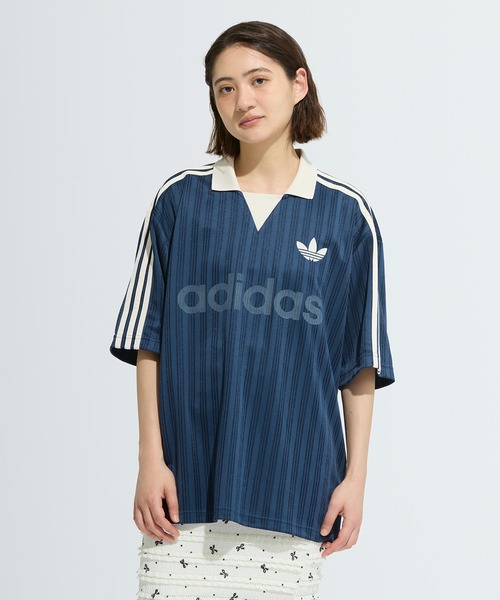adidas（アディダス）の「襟付きゴーリートップ / アディダスオリジナルス adidas Originals（Tシャツ/カットソー・メンズ・ブラック/ブルー/ピンク/ホワイト・XX-SMALL/LARGE/MEDIUM/SMALL/X-SMALL/XX-LARGE/3XL/X-LARGE）」の9枚目の写真
