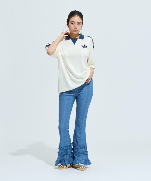 adidas（アディダス）の「襟付きゴーリートップ / アディダスオリジナルス adidas Originals（Tシャツ/カットソー・メンズ・ブラック/ブルー/ピンク/ホワイト・XX-SMALL/LARGE/MEDIUM/SMALL/X-SMALL/XX-LARGE/3XL/X-LARGE）」の5枚目の写真