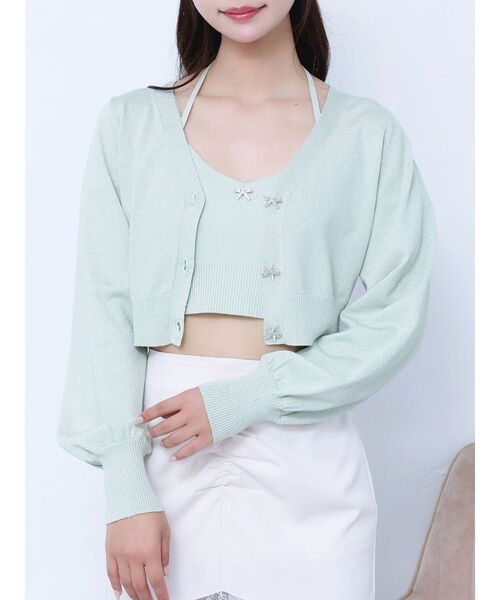 EATME（イートミー）の「リボンボタンデザインアンサンブル（ニット/セーター・レディース・グリーン/イエロー/ブルー・FREE）」の10枚目の写真