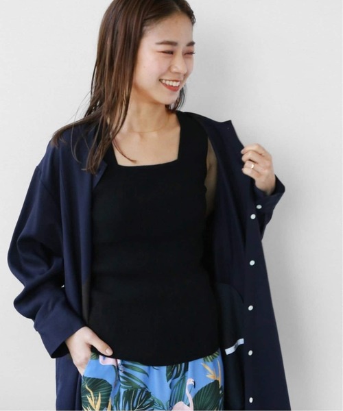 JOURNAL STANDARD relume（ジャーナルスタンダード　レリューム）の「《追加2》Vis/Polyスクエアネックリブタンクトップ（タンクトップ・レディース・ブラック/ベージュ系その他/ブラウン/ホワイト・FREE）」の8枚目の写真