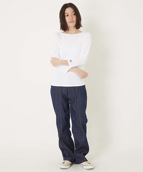 HOLLYWOOD RANCH MARKET（ハリウッドランチマーケット）の「ストレッチフライス ボートネック ハーフスリーブ Tシャツ ウイメンズ（Tシャツ/カットソー・レディース・ナチュラル/グレー/セージグリーン/ホワイト/ダークネイビー/ブラック・SMALL/MEDIUM/LARGE/X-LARGE）」の11枚目の写真