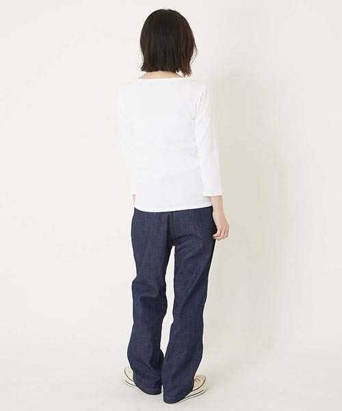 HOLLYWOOD RANCH MARKET（ハリウッドランチマーケット）の「ストレッチフライス ボートネック ハーフスリーブ Tシャツ ウイメンズ（Tシャツ/カットソー・レディース・ナチュラル/グレー/セージグリーン/ホワイト/ダークネイビー/ブラック・SMALL/MEDIUM/LARGE/X-LARGE）」の14枚目の写真