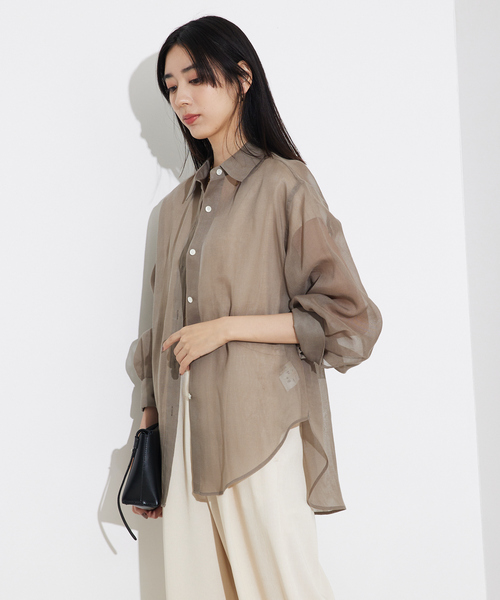 ブラウス シャツ ソフトオーガンジーシアーシャツ/夏服 レディース セール】ソフトオーガンジーシアーシャツ/夏服（シャツ/ブラウス