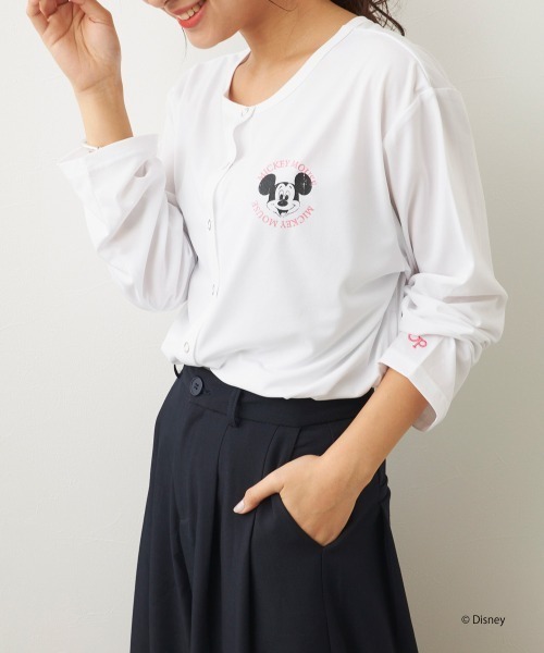 Disney（ディズニー）の「【OP/オーピー】ミッキー/水陸両用スナップボタンカーディガン/レディース（カーディガン/ボレロ・レディース・ピンク/チャコールグレー/ホワイト・MEDIUM/LARGE/X-LARGE）」の2枚目の写真