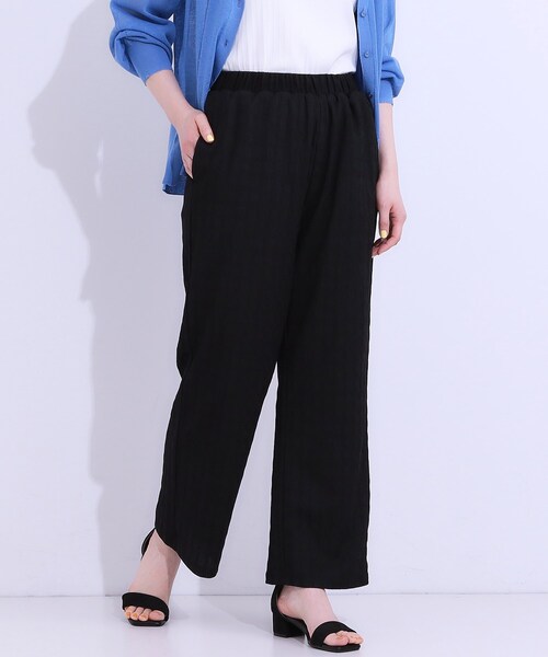 SHOO・LA・RUE（シューラルー）の「【洗える/S-LL】ウエストゴムで楽ちん ジャカード柄イージーパンツ（その他パンツ・レディース・ブラック/オフホワイト・01/02/03/04）」の2枚目の写真