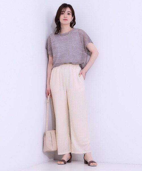SHOO・LA・RUE（シューラルー）の「【洗える/S-LL】ウエストゴムで楽ちん ジャカード柄イージーパンツ（その他パンツ・レディース・ブラック/オフホワイト・01/02/03/04）」の16枚目の写真
