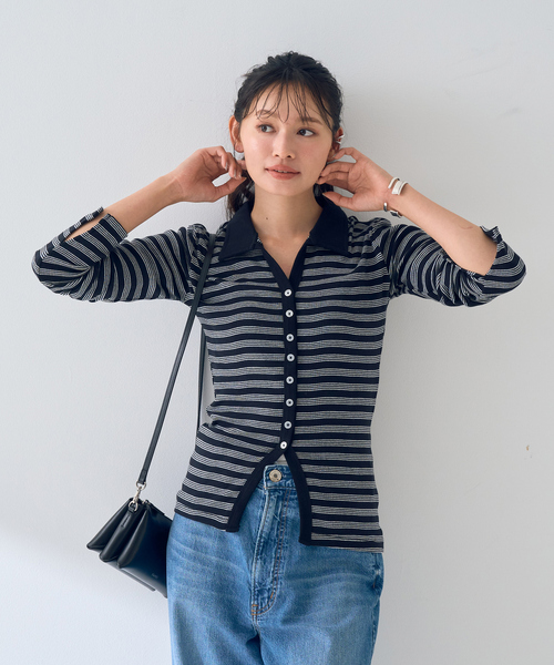 MILLER（ミラー）の「【Robert P.Miller / ロバートピーミラー】Prib Cardigan リブカーディガン（カーディガン/ボレロ・レディース・ブラック・フリー）」の2枚目の写真