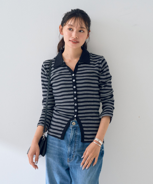 MILLER（ミラー）の「【Robert P.Miller / ロバートピーミラー】Prib Cardigan リブカーディガン（カーディガン/ボレロ・レディース・ブラック・フリー）」の4枚目の写真