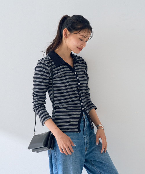 MILLER（ミラー）の「【Robert P.Miller / ロバートピーミラー】Prib Cardigan リブカーディガン（カーディガン/ボレロ・レディース・ブラック・フリー）」の5枚目の写真