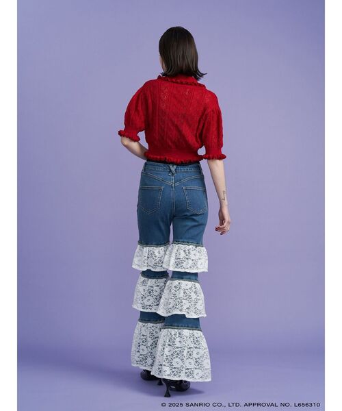 jouetie（ジュエティ）の「【メロクロコラボ】KUROMIフリルニットカーデ（カーディガン/ボレロ・レディース・レッド/ブラック/ピンク・MEDIUM）」の12枚目の写真