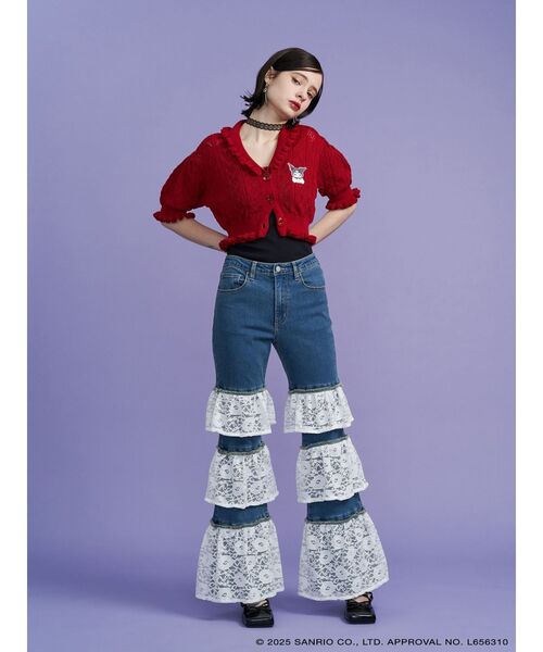 jouetie（ジュエティ）の「【メロクロコラボ】KUROMIフリルニットカーデ（カーディガン/ボレロ・レディース・レッド/ブラック/ピンク・MEDIUM）」の13枚目の写真