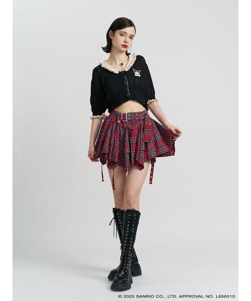 jouetie（ジュエティ）の「【メロクロコラボ】KUROMIフリルニットカーデ（カーディガン/ボレロ・レディース・レッド/ブラック/ピンク・MEDIUM）」の6枚目の写真