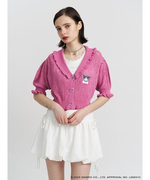 jouetie（ジュエティ）の「【メロクロコラボ】KUROMIフリルニットカーデ（カーディガン/ボレロ・レディース・レッド/ブラック/ピンク・MEDIUM）」の16枚目の写真