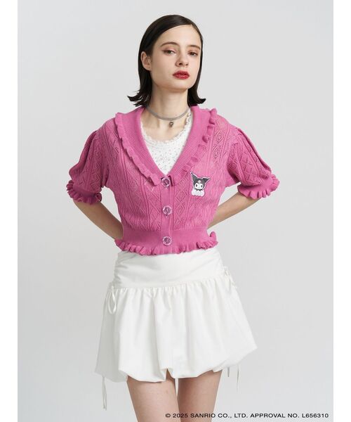 jouetie（ジュエティ）の「【メロクロコラボ】KUROMIフリルニットカーデ（カーディガン/ボレロ・レディース・レッド/ブラック/ピンク・MEDIUM）」の17枚目の写真