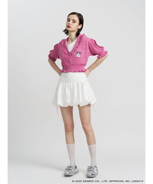 jouetie（ジュエティ）の「【メロクロコラボ】KUROMIフリルニットカーデ（カーディガン/ボレロ・レディース・レッド/ブラック/ピンク・MEDIUM）」の19枚目の写真