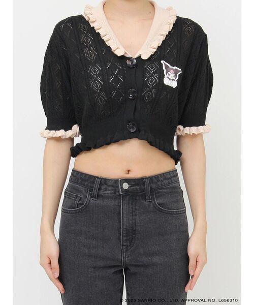 jouetie（ジュエティ）の「【メロクロコラボ】KUROMIフリルニットカーデ（カーディガン/ボレロ・レディース・レッド/ブラック/ピンク・MEDIUM）」の20枚目の写真