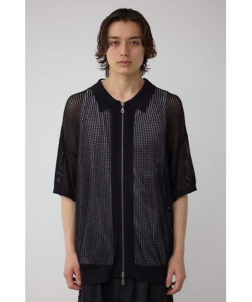AZUL by moussy（アズールバイマウジー）の「ポロ襟ジップニットトップス（ポロシャツ・メンズ・ブラック/ダークグリーン/アイボリー・MEDIUM/LARGE）」の7枚目の写真