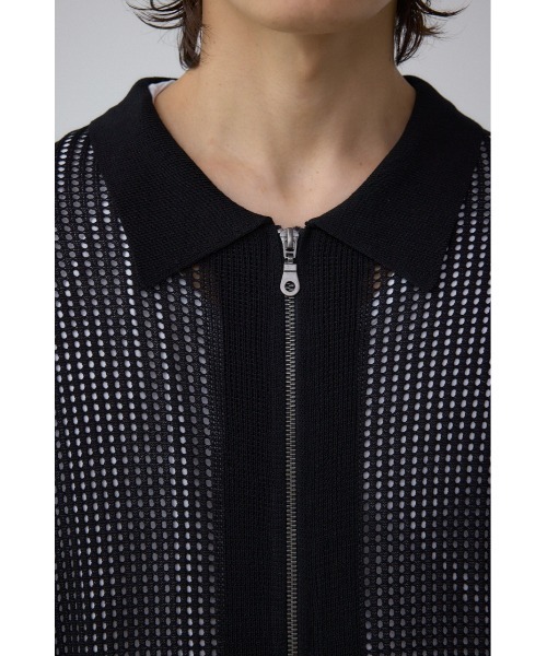 AZUL by moussy（アズールバイマウジー）の「ポロ襟ジップニットトップス（ポロシャツ・メンズ・ブラック/ダークグリーン/アイボリー・MEDIUM/LARGE）」の10枚目の写真