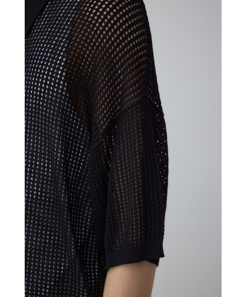 AZUL by moussy（アズールバイマウジー）の「ポロ襟ジップニットトップス（ポロシャツ・メンズ・ブラック/ダークグリーン/アイボリー・MEDIUM/LARGE）」の11枚目の写真