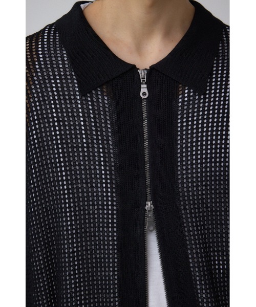 AZUL by moussy（アズールバイマウジー）の「ポロ襟ジップニットトップス（ポロシャツ・メンズ・ブラック/ダークグリーン/アイボリー・MEDIUM/LARGE）」の12枚目の写真