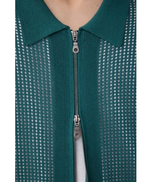 AZUL by moussy（アズールバイマウジー）の「ポロ襟ジップニットトップス（ポロシャツ・メンズ・ブラック/ダークグリーン/アイボリー・MEDIUM/LARGE）」の21枚目の写真