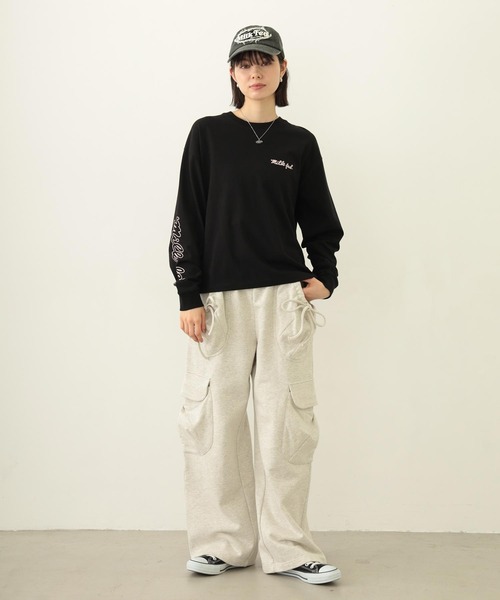 MILKFED.（ミルクフェド）の「ICING LOGO WIDE L/S TEE（Tシャツ/カットソー・レディース・ブラック/ライトピンク/オートミール・M/L）」の5枚目の写真