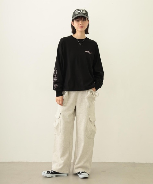 MILKFED.（ミルクフェド）の「ICING LOGO WIDE L/S TEE（Tシャツ/カットソー・レディース・ブラック/ライトピンク/オートミール・M/L）」の7枚目の写真