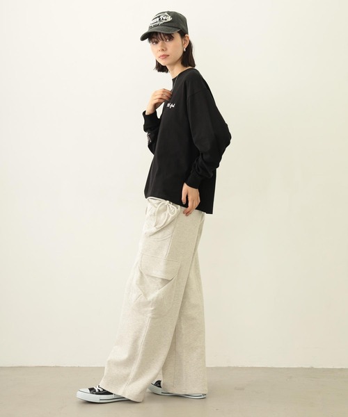 MILKFED.（ミルクフェド）の「ICING LOGO WIDE L/S TEE（Tシャツ/カットソー・レディース・ブラック/ライトピンク/オートミール・M/L）」の9枚目の写真