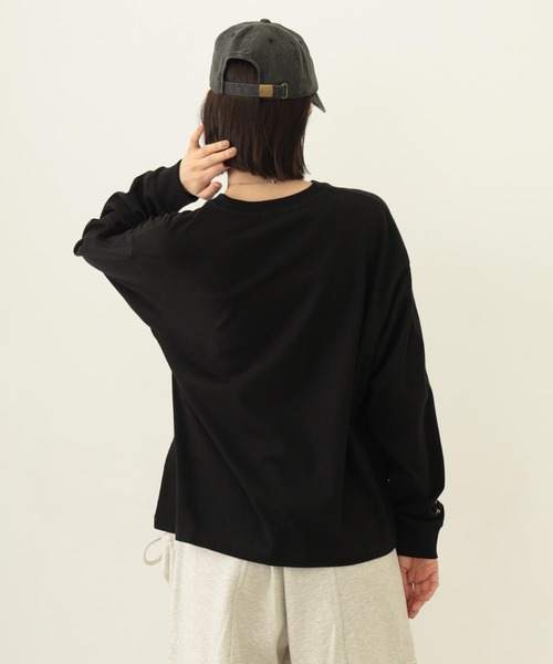 MILKFED.（ミルクフェド）の「ICING LOGO WIDE L/S TEE（Tシャツ/カットソー・レディース・ブラック/ライトピンク/オートミール・M/L）」の4枚目の写真