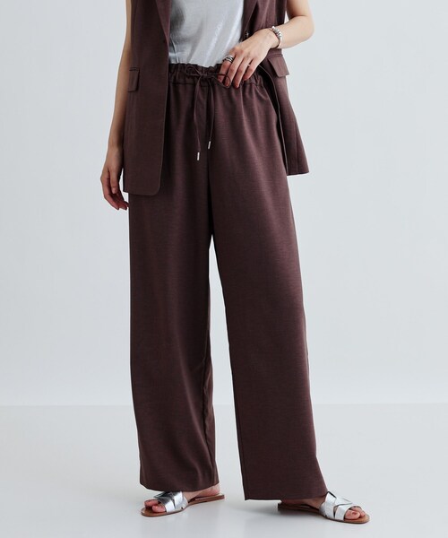 GALLEST（ギャレスト）の「【セットアップ対応】リネンライクイージーパンツ【カセット服/通勤・オフィス】（その他パンツ・レディース・ブラック/ブラウン系その他・38/34）」の2枚目の写真