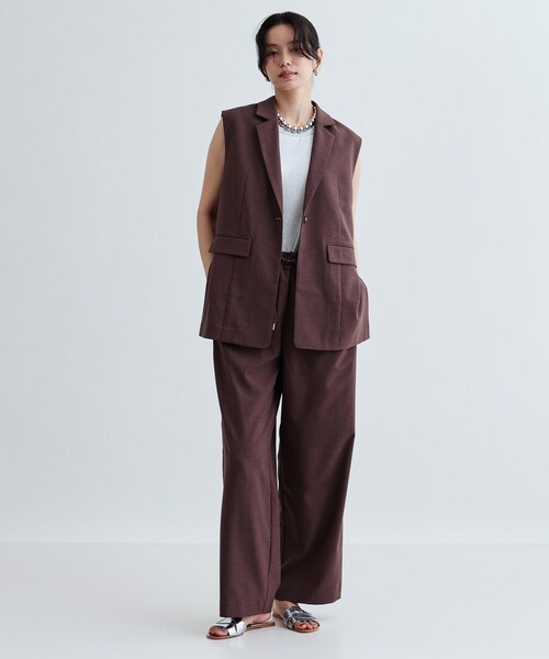GALLEST（ギャレスト）の「【セットアップ対応】リネンライクイージーパンツ【カセット服/通勤・オフィス】（その他パンツ・レディース・ブラック/ブラウン系その他・38/34）」の7枚目の写真