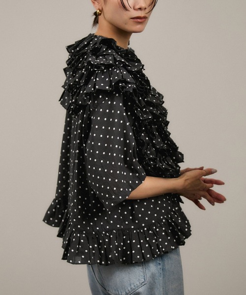 crinkle crinkle crinkle(クリンクルクリンクルクリンクル)の「【crinkle crinkle crinkle(クリンクルクリンクルクリンクル)】frill poncho blouse / フリルポンチョブラウス(シャツ/ブラウス・レディース・ブラック/ホワイト・FREE)」の19枚目の写真