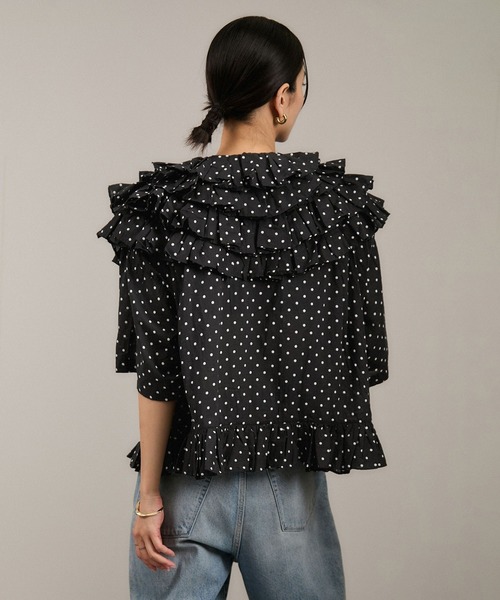 crinkle crinkle crinkle(クリンクルクリンクルクリンクル)の「【crinkle crinkle crinkle(クリンクルクリンクルクリンクル)】frill poncho blouse / フリルポンチョブラウス(シャツ/ブラウス・レディース・ブラック/ホワイト・FREE)」の20枚目の写真