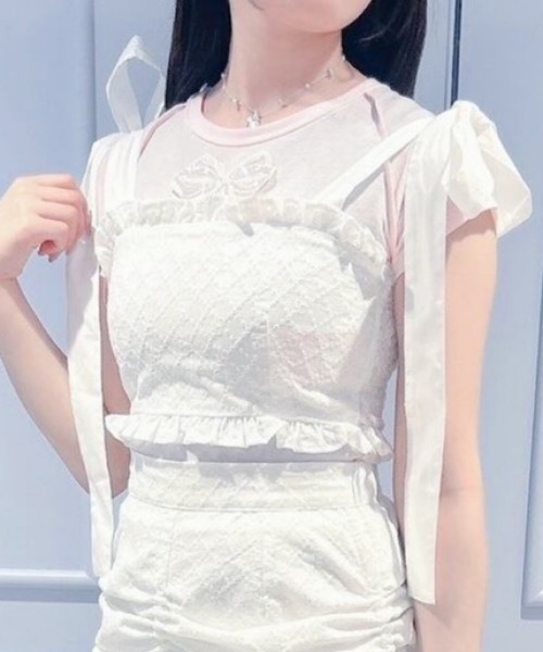 lilLilly(リルリリー)の「コットンレースビスチェキャミトップス(その他トップス・レディース・ホワイト/ブラック・FREE)」の1枚目の写真