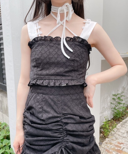 lilLilly(リルリリー)の「コットンレースビスチェキャミトップス(その他トップス・レディース・ホワイト/ブラック・FREE)」の12枚目の写真