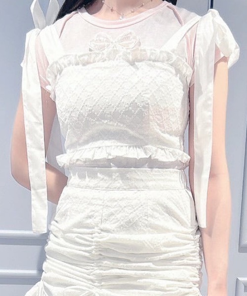 lilLilly(リルリリー)の「コットンレースビスチェキャミトップス(その他トップス・レディース・ホワイト/ブラック・FREE)」の8枚目の写真