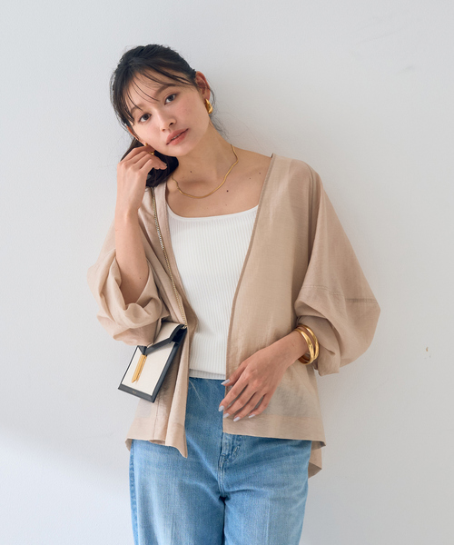 Rouge vif Anna(ルージュヴィフアンナ)の「はおりシアーシャツジャケット(シャツ/ブラウス・レディース・ベージュ/モカ/ブラック・フリー)」の4枚目の写真