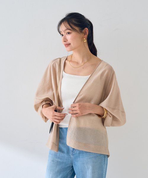 Rouge vif Anna(ルージュヴィフアンナ)の「はおりシアーシャツジャケット(シャツ/ブラウス・レディース・ベージュ/モカ/ブラック・フリー)」の5枚目の写真