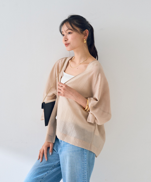 Rouge vif Anna(ルージュヴィフアンナ)の「はおりシアーシャツジャケット(シャツ/ブラウス・レディース・ベージュ/モカ/ブラック・フリー)」の6枚目の写真