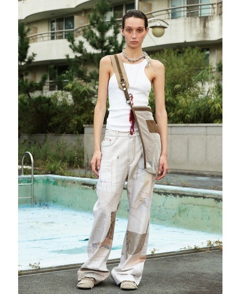 OPEN Yy（オープンワイワイ）の「OPEN YY/オープンワイワイ/PATCHWORK EFFECT LOOSE BOOTCUT（その他パンツ・レディース・ベージュ・S/M）」の4枚目の写真