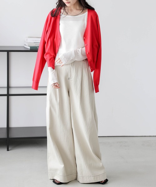 AMELY(エミリー)の「ラウンドネック シアー 長袖Tシャツ(Tシャツ/カットソー・レディース・グレー/ベージュ/ホワイト/ブラック・フリー)」の5枚目の写真
