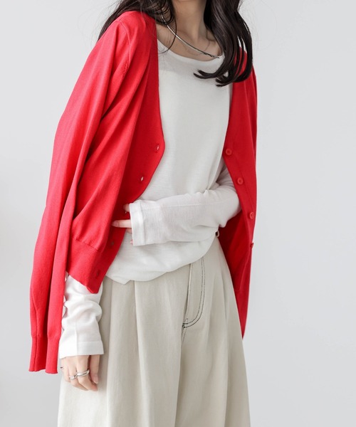 AMELY(エミリー)の「ラウンドネック シアー 長袖Tシャツ(Tシャツ/カットソー・レディース・グレー/ベージュ/ホワイト/ブラック・フリー)」の6枚目の写真