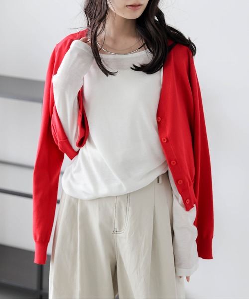 AMELY(エミリー)の「ラウンドネック シアー 長袖Tシャツ(Tシャツ/カットソー・レディース・グレー/ベージュ/ホワイト/ブラック・フリー)」の7枚目の写真