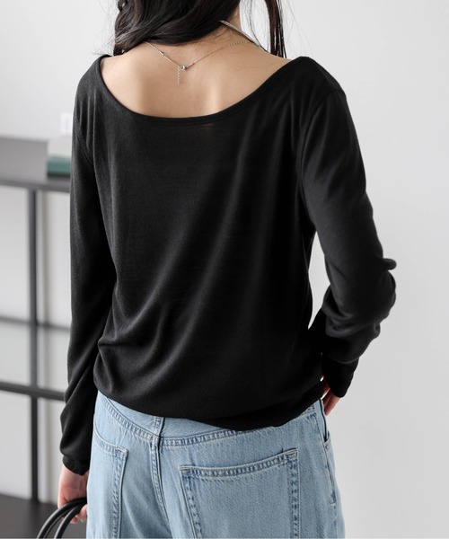 AMELY(エミリー)の「ラウンドネック シアー 長袖Tシャツ(Tシャツ/カットソー・レディース・グレー/ベージュ/ホワイト/ブラック・フリー)」の15枚目の写真