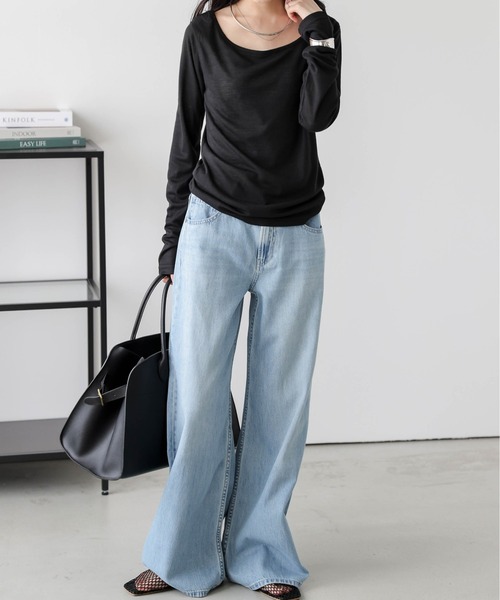 AMELY(エミリー)の「ラウンドネック シアー 長袖Tシャツ(Tシャツ/カットソー・レディース・グレー/ベージュ/ホワイト/ブラック・フリー)」の16枚目の写真